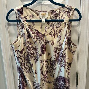 Talbot's silk tank - 14 - Tan with Aubergine floral - NWOT